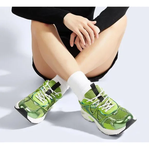 Lucky Step Women's Purple Green Walking Shoes Running Platform Mesh Casual - Picture 3 of 9